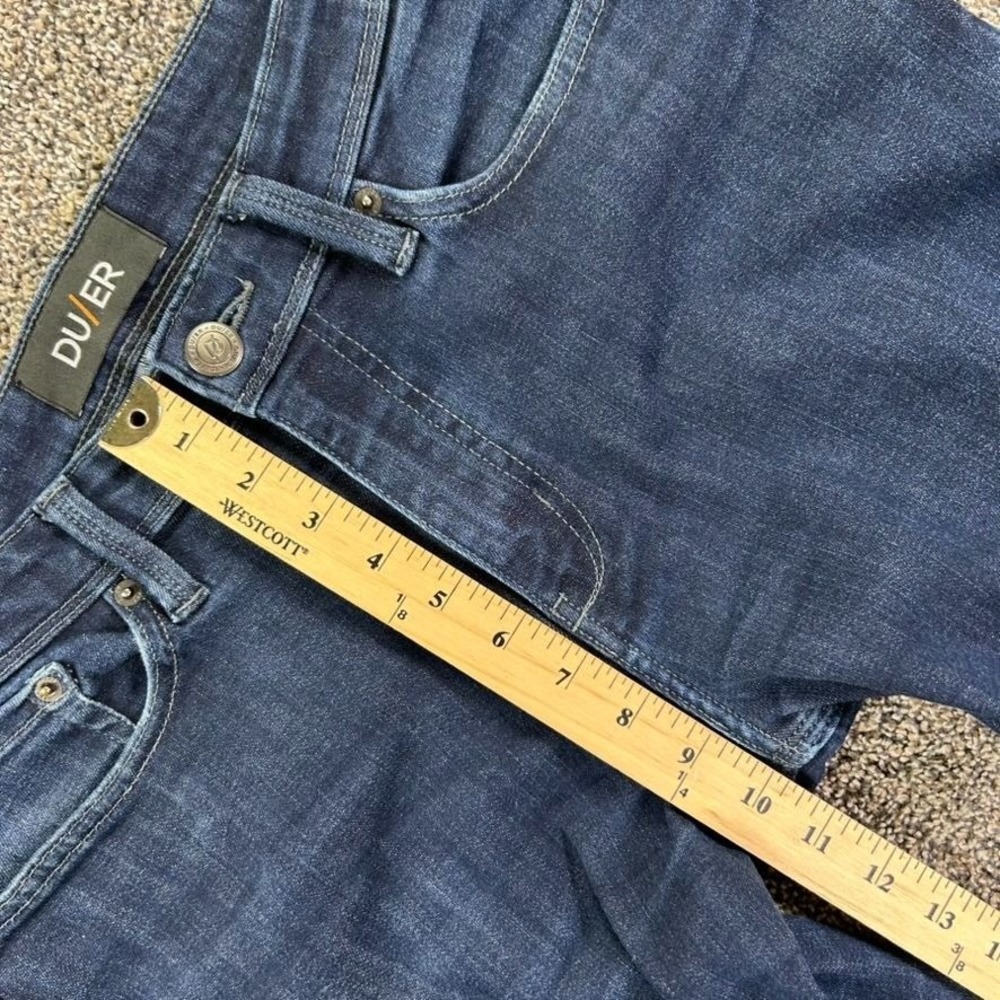 Du/er L2X Relaxed Tapered Performance Denim Jeans Mens 32x34 Casual Dark Wash - Picture 12 of 15